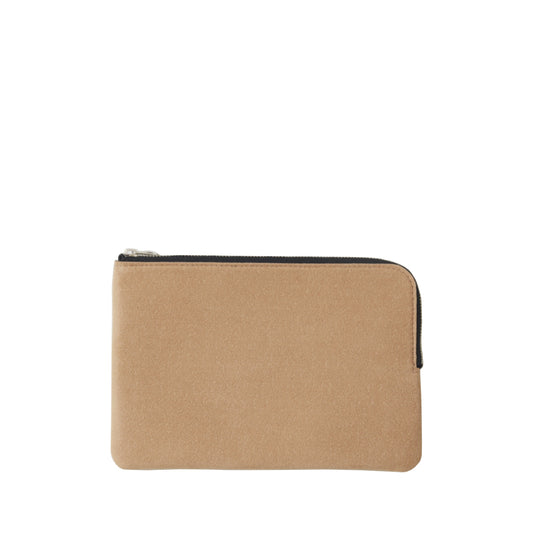 L-shaped zip pouch ミディアム camel