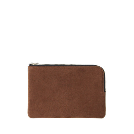 L-shaped zip pouch ミディアム almond