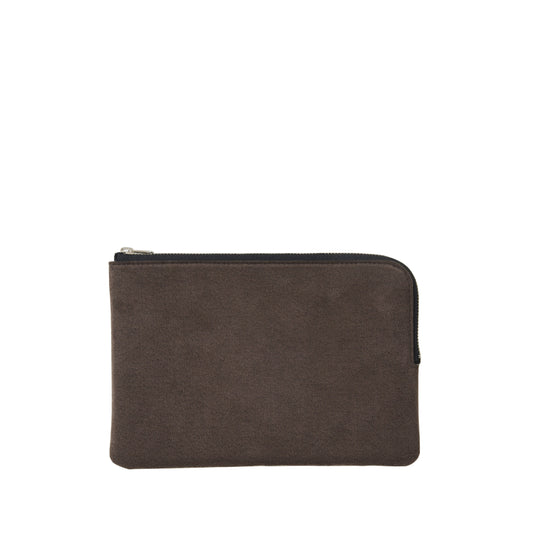 L-shaped zip pouch ミディアム bottle brown