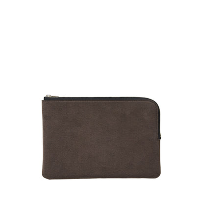 L-shaped zip pouch ミディアム bottle brown